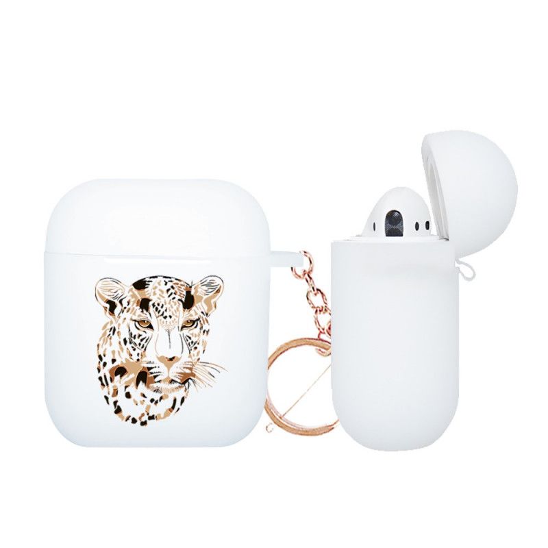 Kuori AirPods Vaaleansininen Vihreä Leopardisarja Nxe Karabiinilla Suojakuori