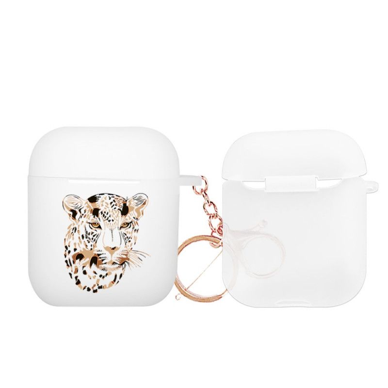 Kuori AirPods Vaaleansininen Vihreä Leopardisarja Nxe Karabiinilla Suojakuori