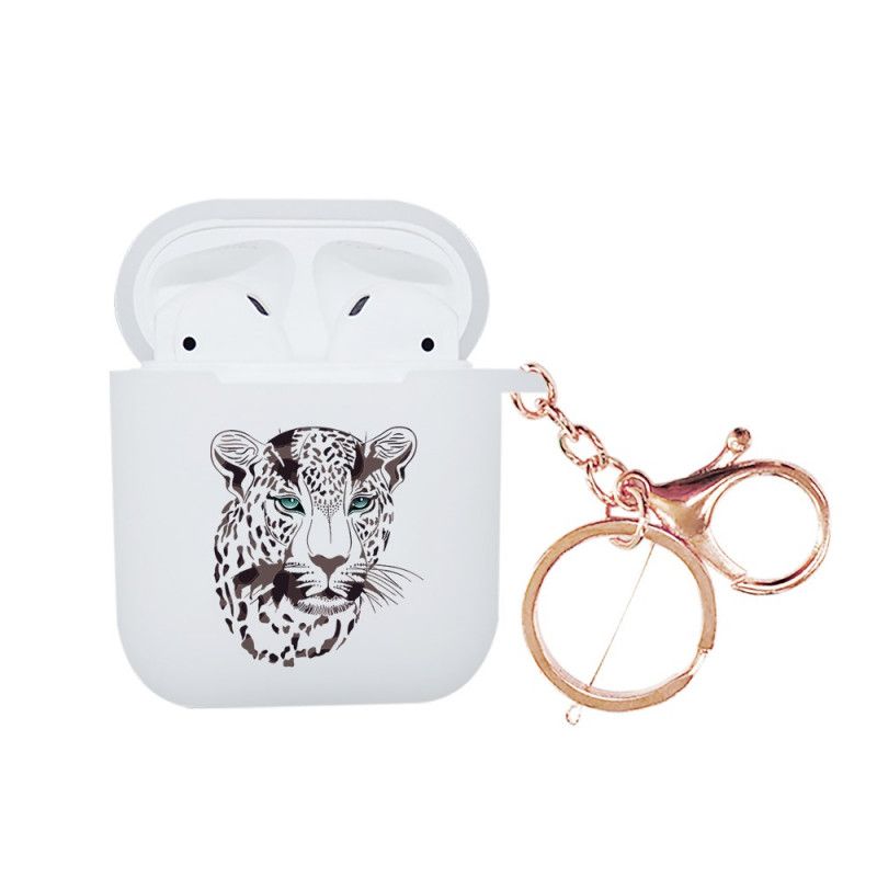 Kuori AirPods Vaaleansininen Vihreä Leopardisarja Nxe Karabiinilla Suojakuori