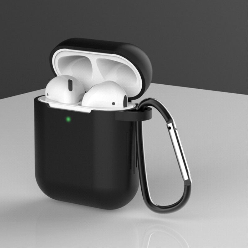 Kuori AirPods Valkoinen Musta Silikoni Karabiinilla