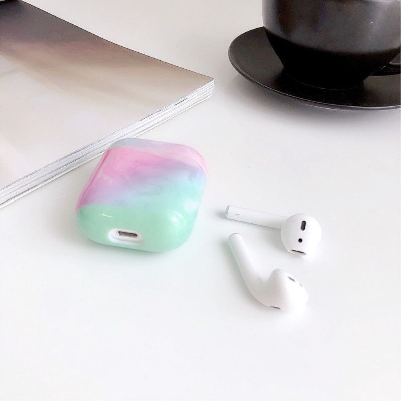 Kuori AirPods Valkoinen Musta Silikonimarmorityyli Suojakuori