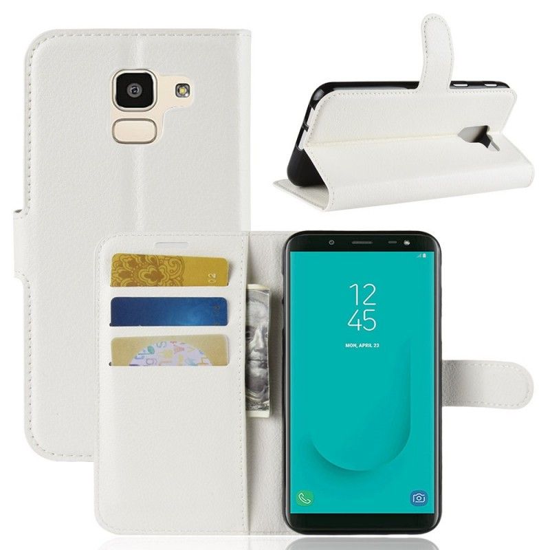 Flip Case Samsung Galaxy J6 Valkoinen Musta Klassikko