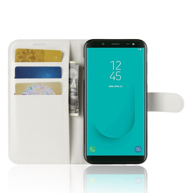 Flip Case Samsung Galaxy J6 Valkoinen Musta Klassikko