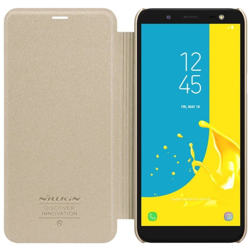 Flip Kotelot Samsung Galaxy J6 Kulta Musta Nillkin Suojakuori