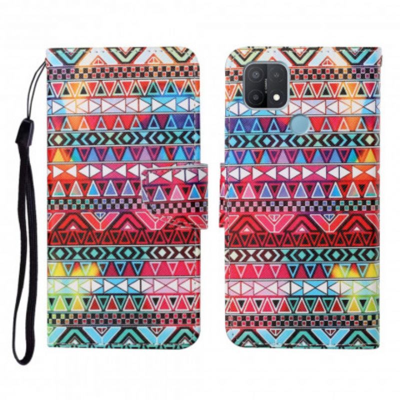 Flip Kotelot Oppo A15 Patchwork Hihnalla