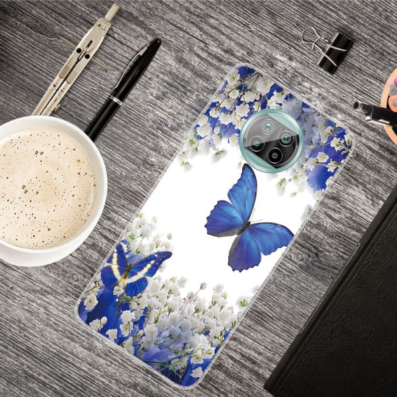 Case Kuoret Xiaomi Mi 10T Lite 5G / Redmi Note 9 Pro 5G Kulta Tummansininen Puhelinkuoret Perhosten Lento