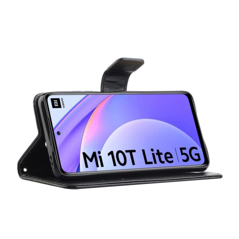 Flip Case Xiaomi Mi 10T Lite 5G / Redmi Note 9 Pro 5G Harmaa Musta Aasian Perhosia