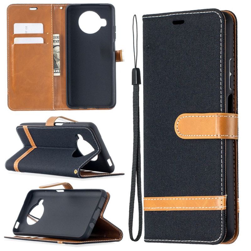 Flip Case Xiaomi Mi 10T Lite 5G / Redmi Note 9 Pro 5G Harmaa Musta Kangas