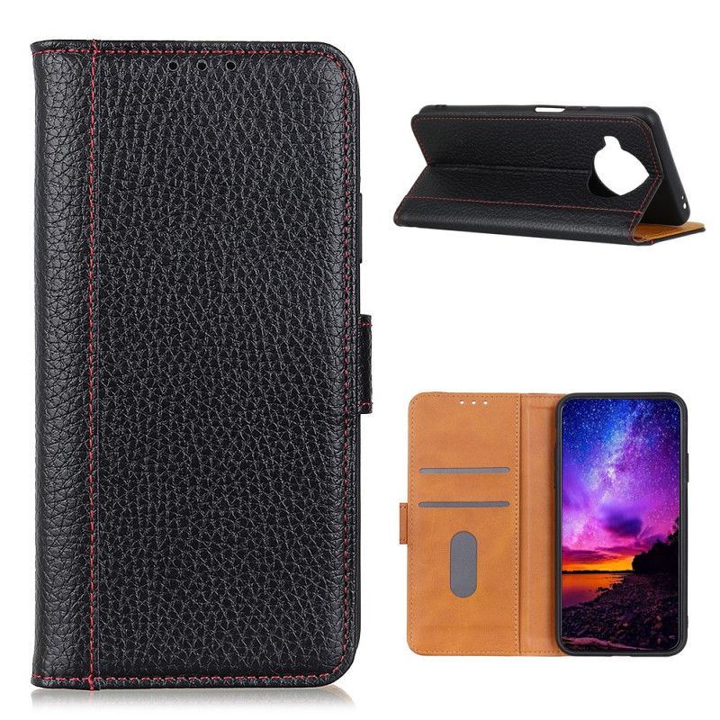 Flip Case Xiaomi Mi 10T Lite 5G / Redmi Note 9 Pro 5G Punainen Musta Litsi Nahkaa