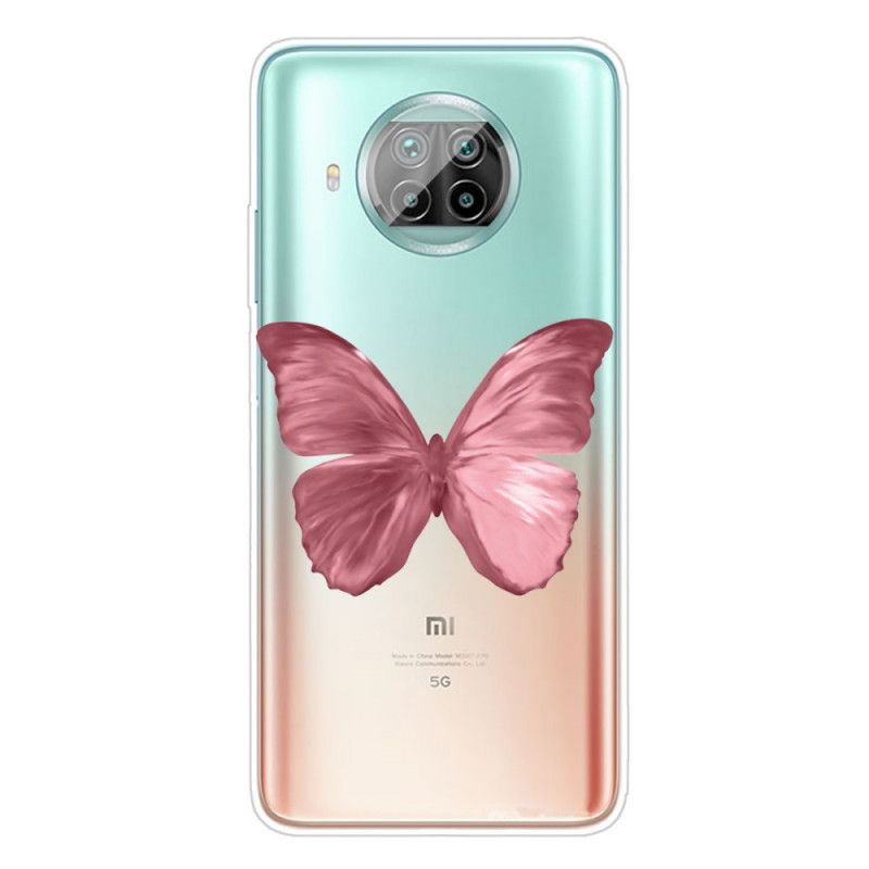 Kuori Xiaomi Mi 10T Lite 5G / Redmi Note 9 Pro 5G Tummansininen Vaaleanpunainen Perhosia Perhosia Suojakuori