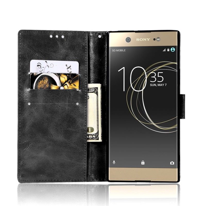 Kotelot Sony Xperia XA1 Harmaa Musta Vintage Nahkatehoste Hihnalla