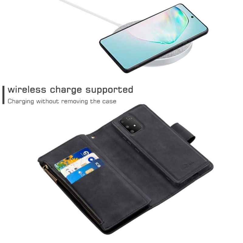 Flip Case Samsung Galaxy S10 Lite Harmaa Musta Irrotettava Vetoketju