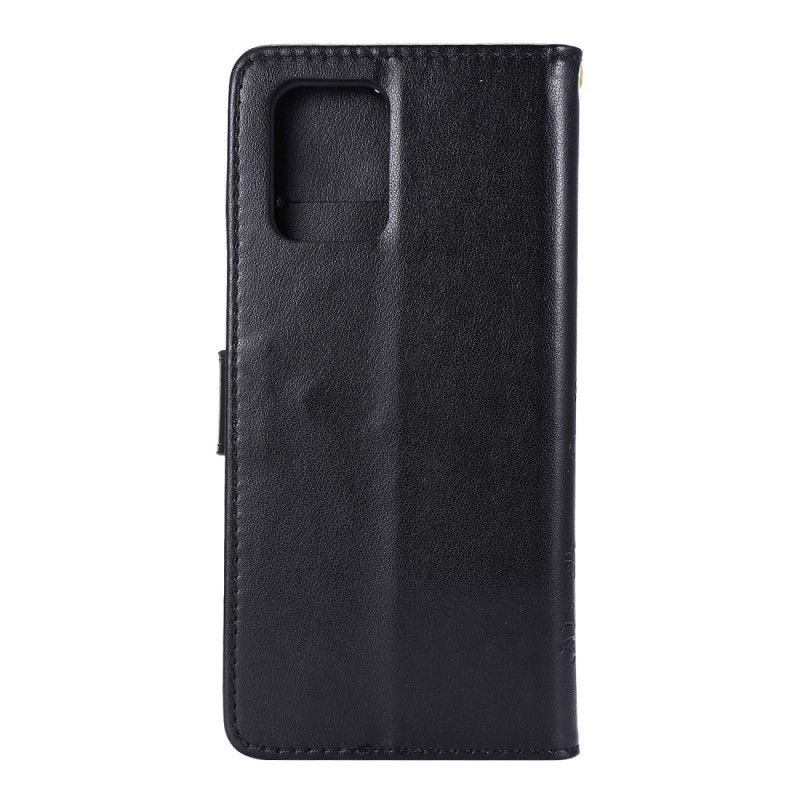 Flip Case Samsung Galaxy S10 Lite Harmaa Musta Perhosia Ja Kukkia