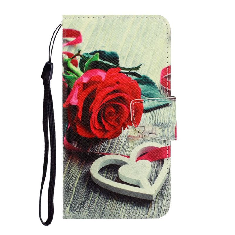 Flip Case Samsung Galaxy S10 Lite Romanttinen Ruusu Stringillä