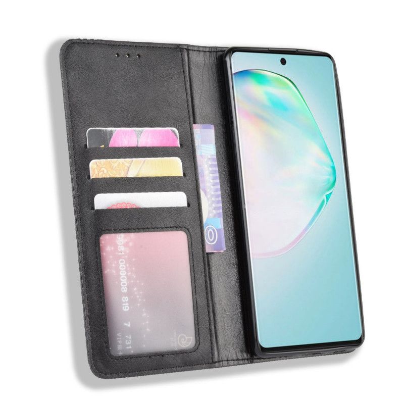 Flip Kotelot Samsung Galaxy S10 Lite Punainen Musta Puhelinkuoret Tyylitelty Vintage-Nahkaefekti