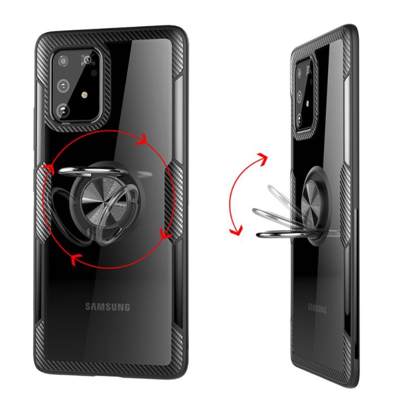 Kuori Samsung Galaxy S10 Lite Harmaa Musta Hiilikuituinen Metallirengas Suojakuori