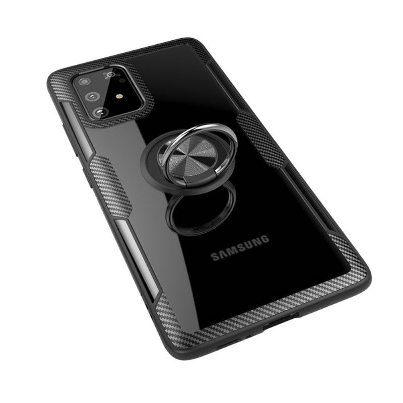 Kuori Samsung Galaxy S10 Lite Harmaa Musta Hiilikuituinen Metallirengas Suojakuori