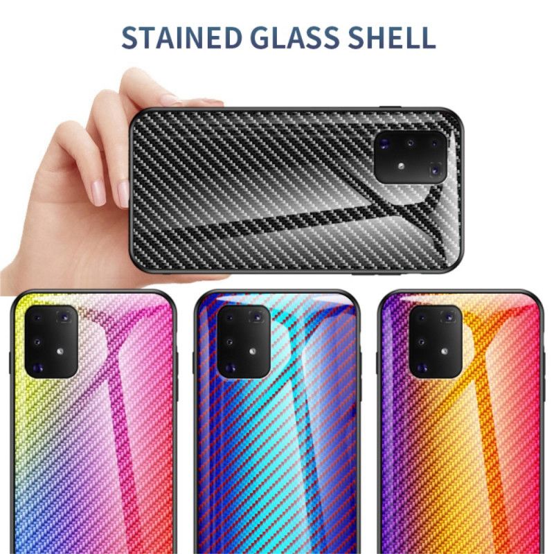 Kuori Samsung Galaxy S10 Lite Magenta Musta Karkaistua Hiilikuitua Suojakuori