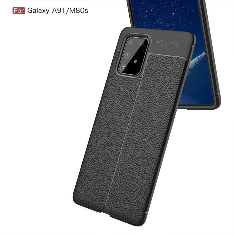 Kuori Samsung Galaxy S10 Lite Punainen Musta Kaksilinjainen Litsi Nahkaa