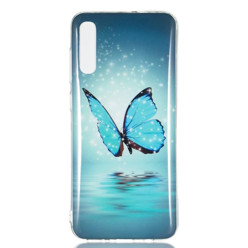 Case Kuoret Samsung Galaxy A70 Puhelinkuoret Fluoresoiva Sininen Perhonen