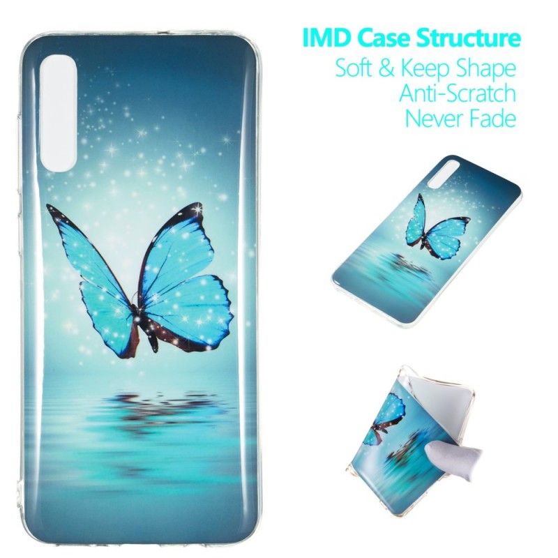 Case Kuoret Samsung Galaxy A70 Puhelinkuoret Fluoresoiva Sininen Perhonen