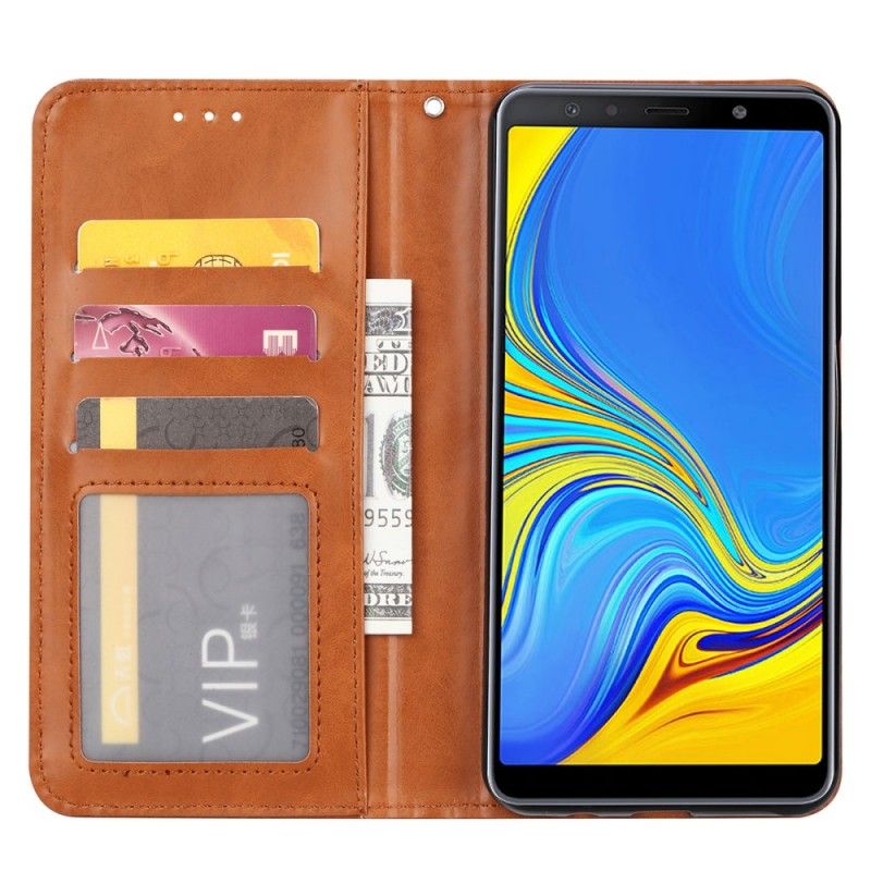 Flip Kotelot Samsung Galaxy A70 Punainen Musta Tekonahkakorttikotelo