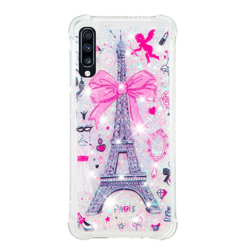 Kuori Samsung Galaxy A70 Eiffel-Tornin Kimallus Suojakuori