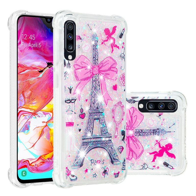 Kuori Samsung Galaxy A70 Eiffel-Tornin Kimallus Suojakuori