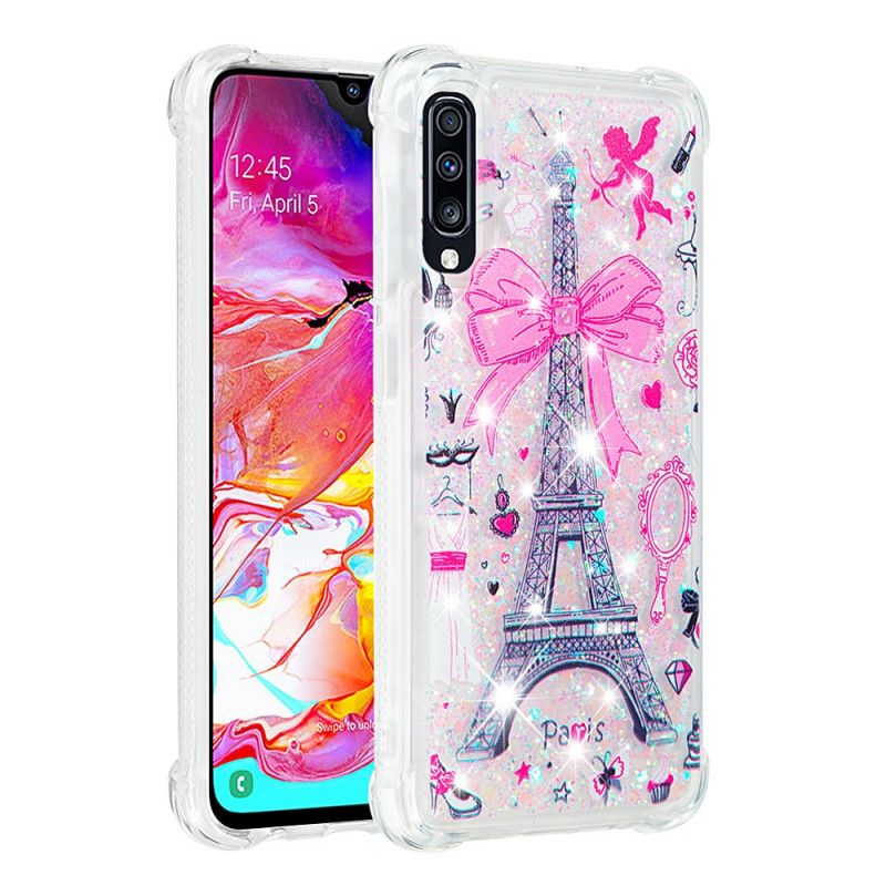 Kuori Samsung Galaxy A70 Eiffel-Tornin Kimallus Suojakuori