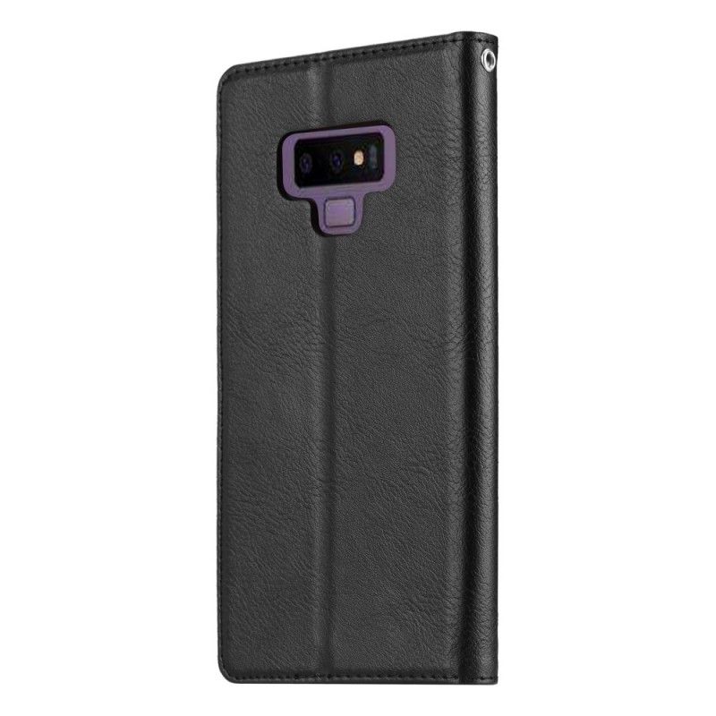 Flip Kotelot Samsung Galaxy Note 9 Ruskea Musta Tekonahkakorttikotelo