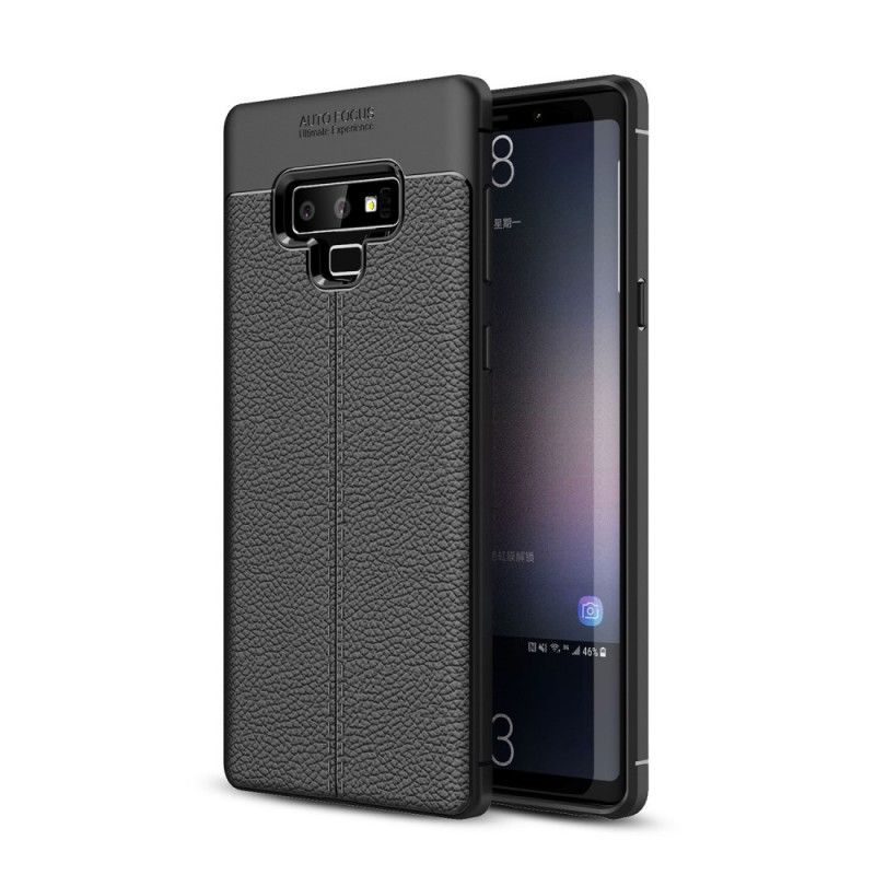 Kuori Samsung Galaxy Note 9 Harmaa Musta Kaksilinjainen Litsi Nahkainen Vaikutus Suojakuori