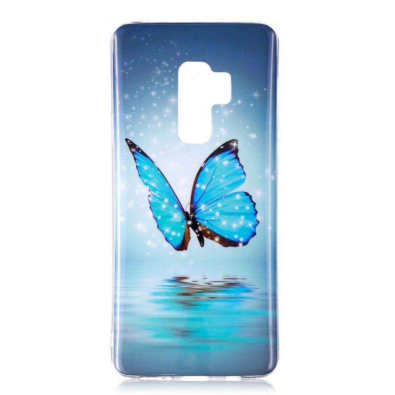 Case Kuoret Samsung Galaxy S9 Puhelinkuoret Fluoresoiva Sininen Perhonen