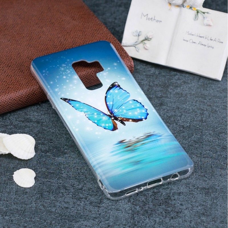 Case Kuoret Samsung Galaxy S9 Puhelinkuoret Fluoresoiva Sininen Perhonen