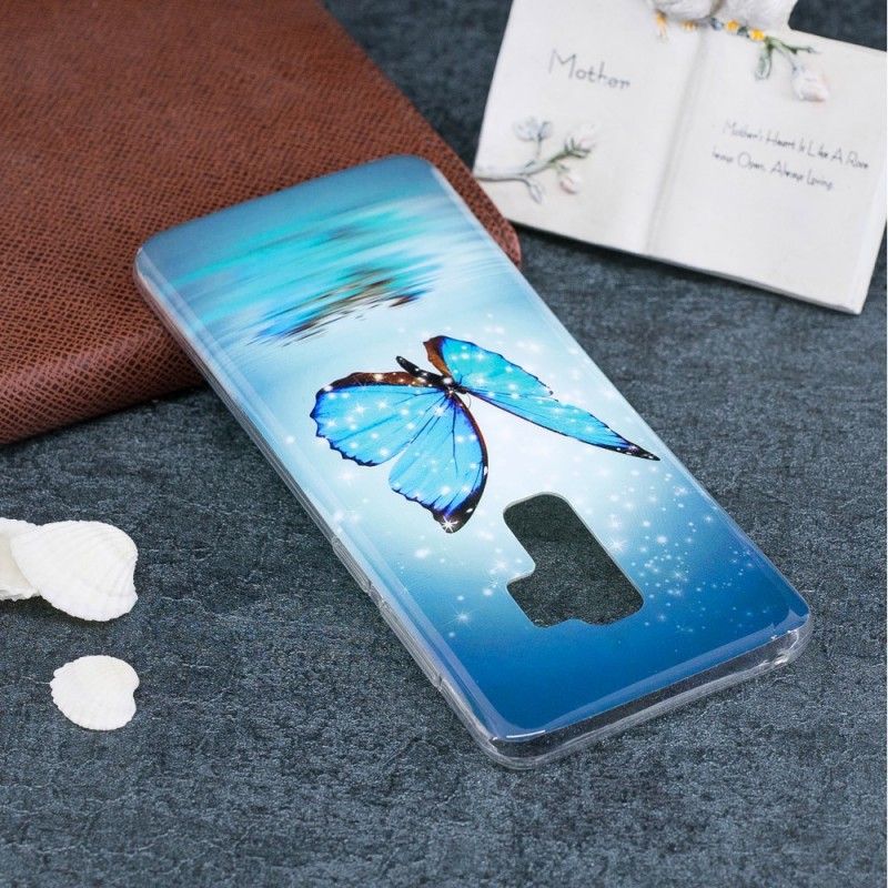 Case Kuoret Samsung Galaxy S9 Puhelinkuoret Fluoresoiva Sininen Perhonen