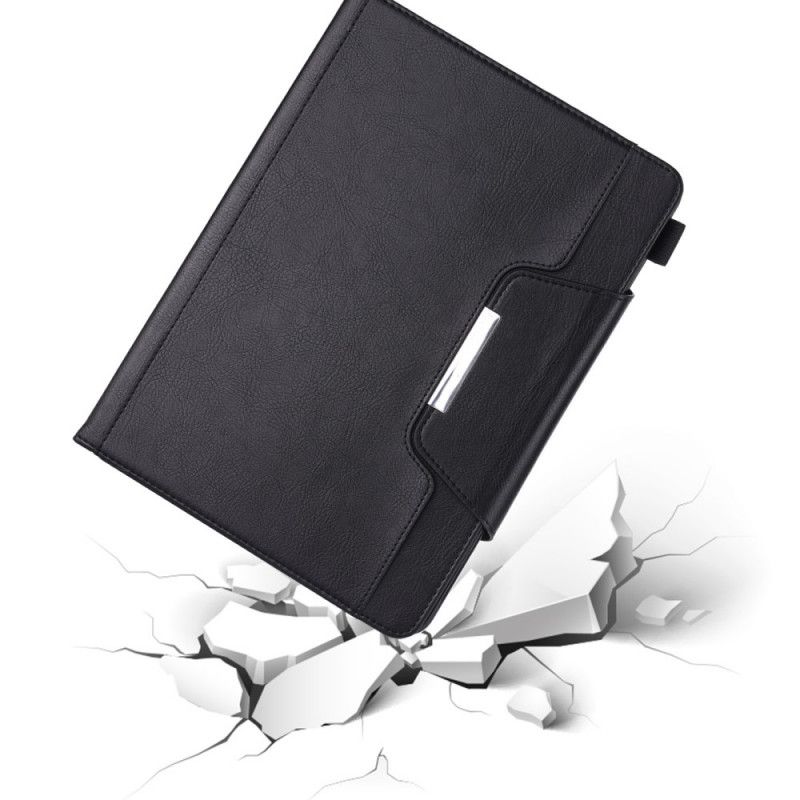 Flip Case iPad 10.2" (2019) (2020) Harmaa Musta Tekonahkaa Hopea Lukko