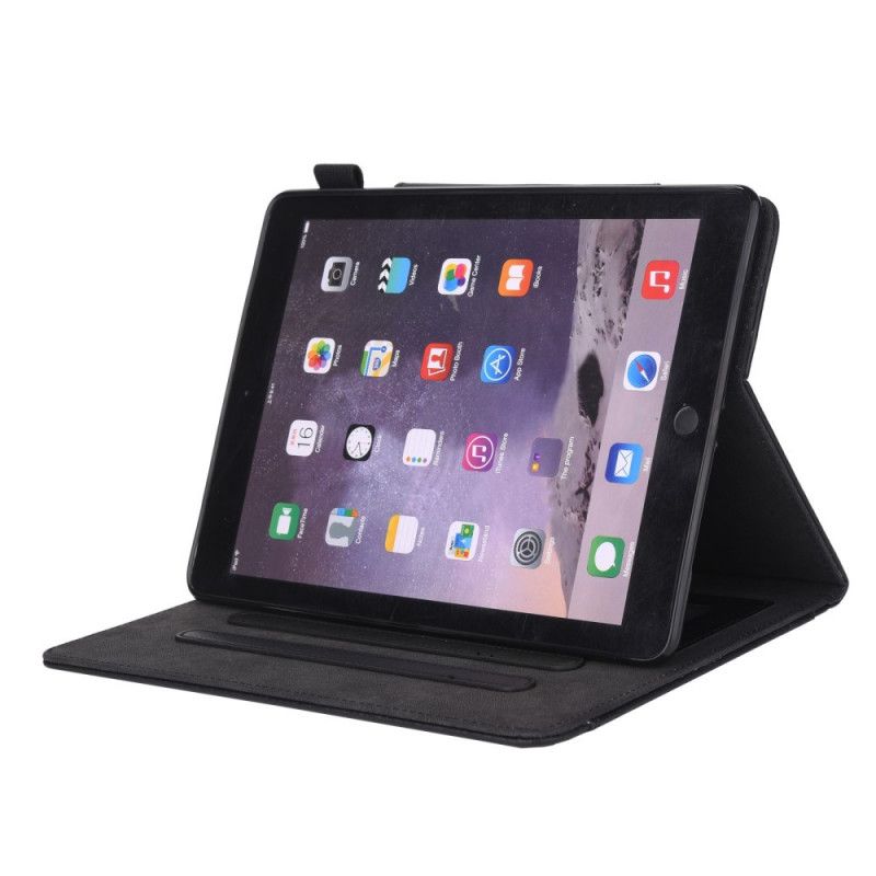 Flip Case iPad 10.2" (2019) (2020) Harmaa Musta Tekonahkaa Hopea Lukko