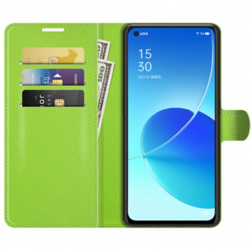 Flip Kotelot Oppo Reno 6 5g Classic Litchi Faux Leather