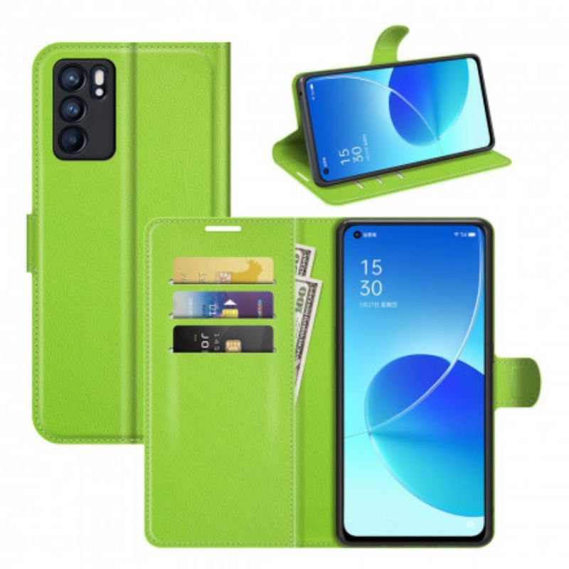 Flip Kotelot Oppo Reno 6 5g Classic Litchi Faux Leather