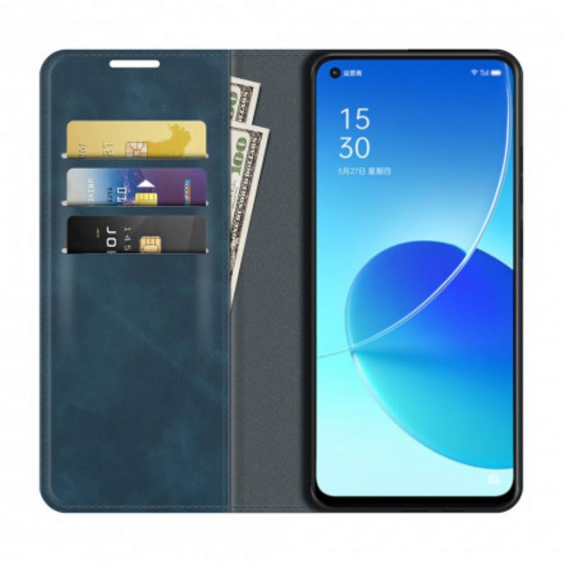 Flip Kotelot Oppo Reno 6 5g Pehmeä Nahkaefekti