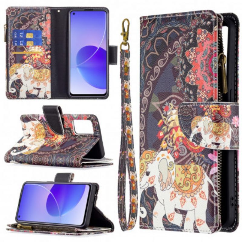 Kotelot Oppo Reno 6 5g Puhelinkuoret Elephant-vetoketjullinen Tasku