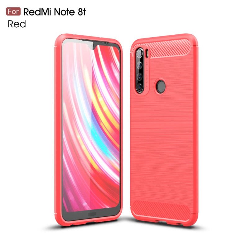 Case Kuoret Xiaomi Redmi Note 8T Punainen Musta Puhelinkuoret Harjattu Hiilikuitu