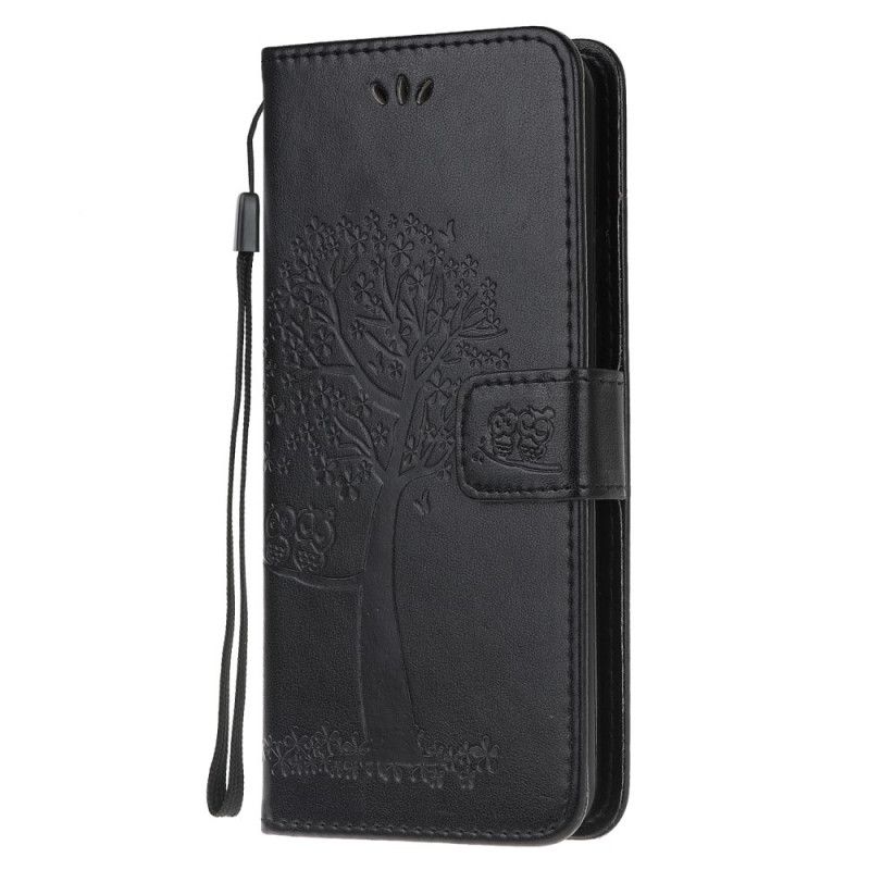 Flip Case Xiaomi Redmi Note 8T Harmaa Musta Puu Ja Remmi Pöllöt