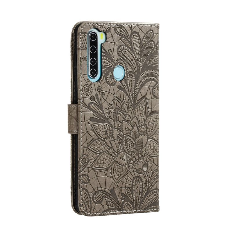 Flip Case Xiaomi Redmi Note 8T Punainen Harmaa Heimojen Remmi-Kukat