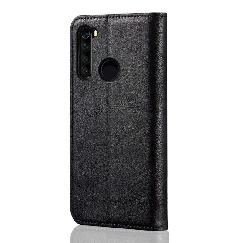 Flip Kotelot Xiaomi Redmi Note 8T Punainen Musta Puhelinkuoret Ommeltu Nahkaefekti