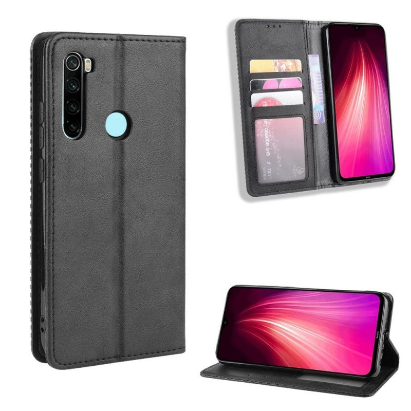 Flip Kotelot Xiaomi Redmi Note 8T Punainen Musta Puhelinkuoret Tyylitelty Vintage-Nahkaefekti