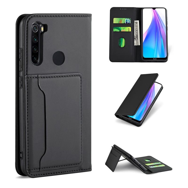 Flip Kotelot Xiaomi Redmi Note 8T Punainen Musta Tukikortin Haltija