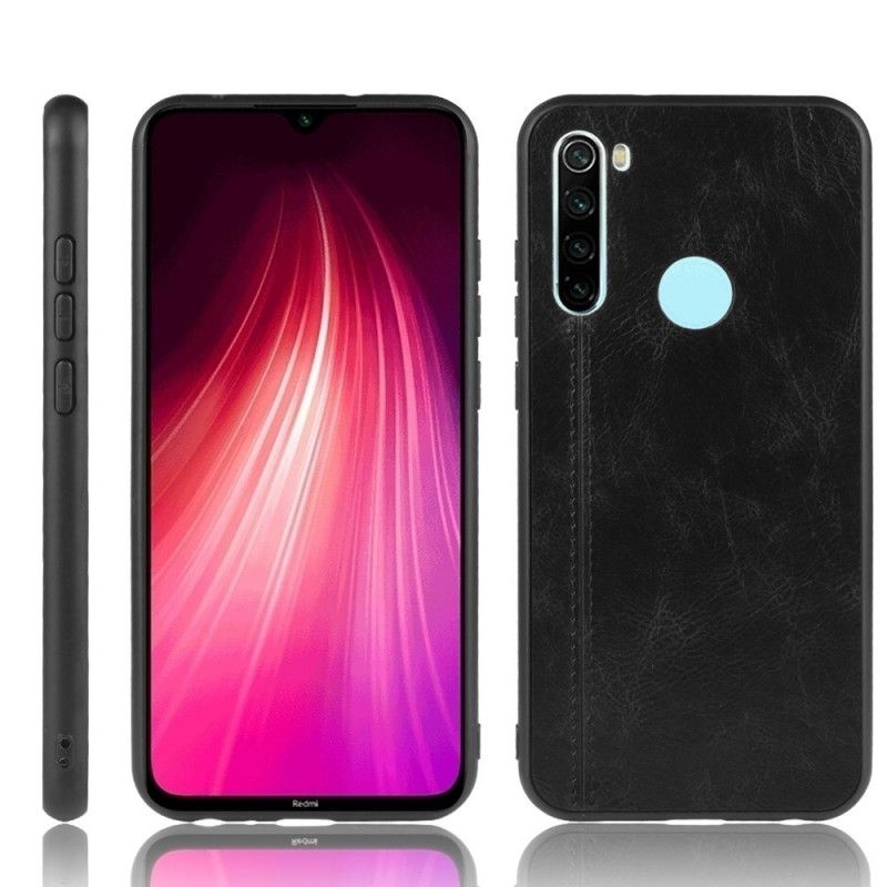 Kuori Xiaomi Redmi Note 8T Punainen Musta Ommeltu Nahkaefekti Suojakuori