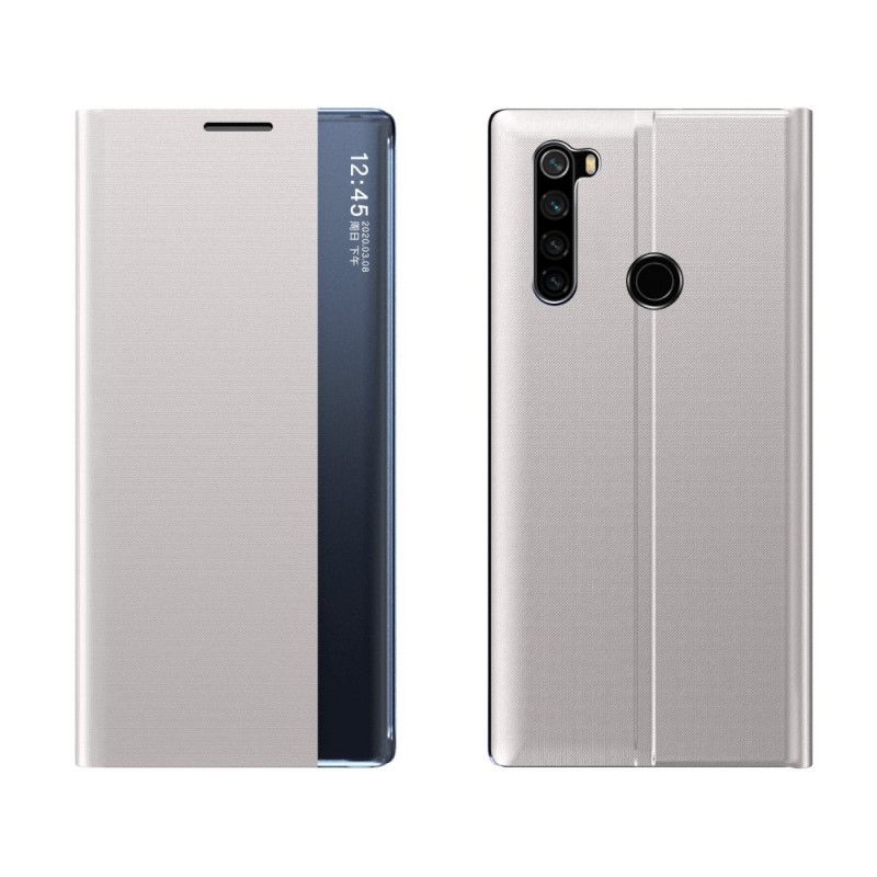 Näkymä Kansi Xiaomi Redmi Note 8T Harmaa Musta Tyylinen Kuvioitu Nahka