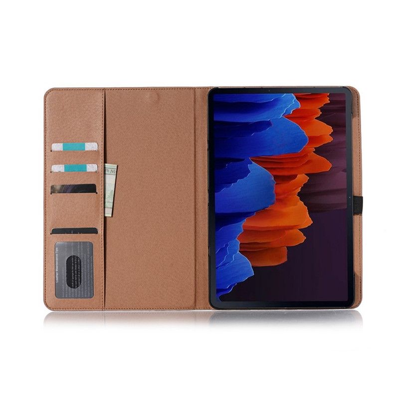 Case Samsung Galaxy Tab S7 Harmaa Musta Puhelinkuoret Vintage-Tekonahkaiset Niitit