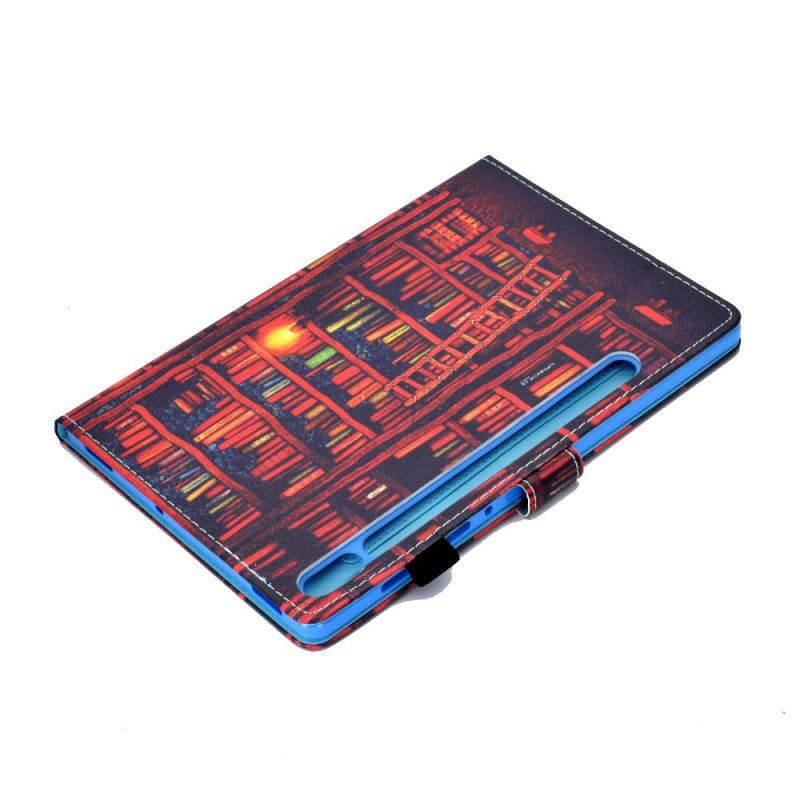 Flip Case Samsung Galaxy Tab S7 Tummanpunainen Ruskea Kirjasto